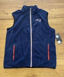 New England Patriots Fleece Weste Herren Gr. Medium Blau Full Zip Taschen NFL Neu mit Etikett - Bild 1 von 4