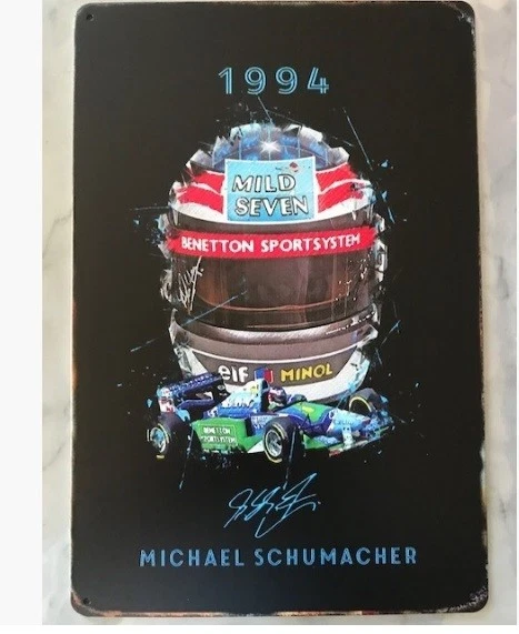 Michael Schumacher 1994 Benetton F1 Mild Seven Metal Sign 20x30cm New - Image 1 of 1