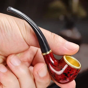 Durable VintageWooden Effect Type Bent Pipe Smoking Tobacco Cigar Smoking Pipe - Picture 1 of 6