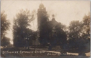 c1910s EMMETTSBURG, Iowa Photo RPPC Postcard "ST. THOMAS CATHOLIC CHURCH" Unused - Picture 1 of 2
