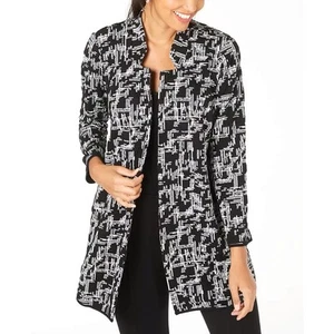 Cárdigan Blazer Alfani Para Mujer M Negro Geométrico Largo Abierto Lagenlook Preppy Gótico - Imagen 1 de 7