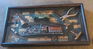 Empire State Express Train Shadow Box #999 Display 20” X 11” X 2” STEAMPUNK de colección - Imagen 1 de 22