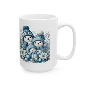 Christmas Snowman Ceramic Mug, Holiday Coffee Cup, Festive Hot Cocoa Mug, Winter - Picture 1 of 9