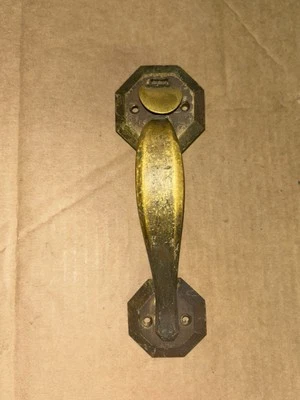 Manija de puerta de bronce macizo vintage estilo pestillo pulgar 9" extremos hexagonales 2761 Foto 1 de 4