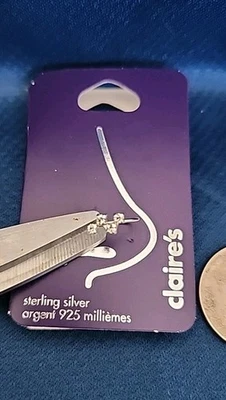 22G 0.6mm  Cartilage Nose Ring Sterling Sliver Crystals  NIB  - Image 1 of 4