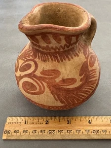 SMALL MEXICAN FOLK ART RED CLAY TERRA COTTA PITCHER JARRA JUG VINTAGE - Picture 1 of 8