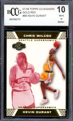 2007-08 Topps Co-Signers Gold Red #88 Kevin Durant Rookie Card BGS BCCG 10 Mint+ - Image 1 of 2