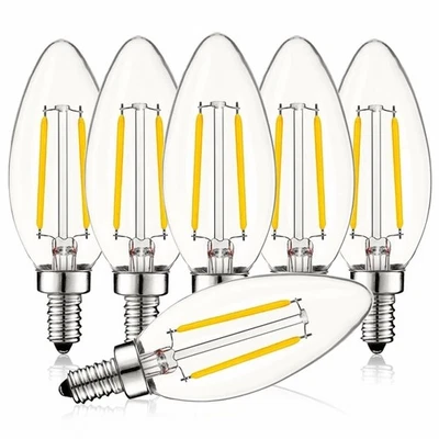 Luxrite 4W Vintage Candelabra LED Bulb Dimmable 3000K 400lm Blunt Tip E12 6-Pack - Image 1 of 4
