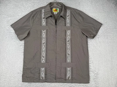 Подлинная мужская рубашка Haband Guayabera большой серый 4 кармана смесь полиэстера ЧИТАЙТЕ - Изображение 1 из 4
