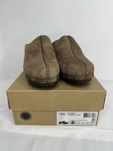 Ugg Kassi Clogs Women Size 8 Brown Leather Faux Fur Lined Block Heel 1013600 - Picture 1 of 15