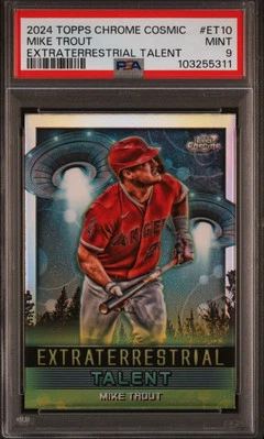 2024 TOPPS CHROME COSMIC EXTRATERRESTRIAL TALENT #ET10 MIKE TROUT PSA 9 - Image 1 of 2