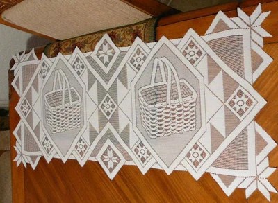 Heritage Lace Polyester Rectangular "White" Sheer 2 Basket Runner 14 x 36 (9) - Image 1 of 3