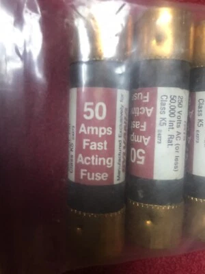 Lot of 6 Open Box, Sylvania 50 Amp, 250 Volt Fuses, 50,000 Int. Rat., Class K5. - Image 1 of 3