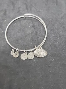 NEW Alex and Ani NFL New York Giants Football Bracelet -Silver Toned Adjust Size - Picture 1 of 6