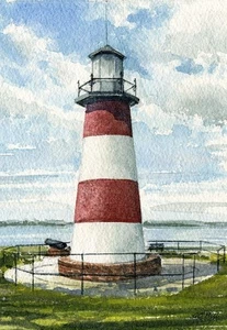 Mount Dora Lighthouse Lake Dora, Florida. Watercolor Notecards - Bild 1 von 2