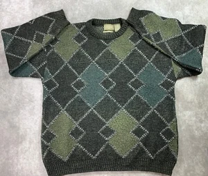 Haggar Pullover Herren M Grün Argyle Erdtöne Wollmischung Made in Italy - Bild 1 von 9