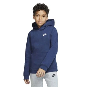 Nike Boys NSW Pull Over Hoodie Club Youth Kids (Midnight Navy/White, 6) - Picture 1 of 7