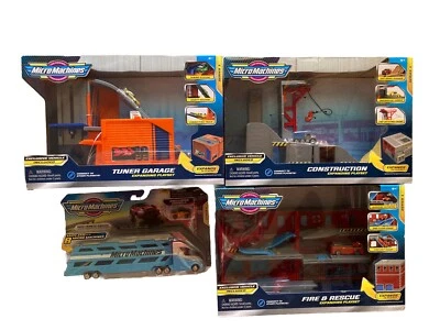Set Of 4 Micro Machines Fire & Rescue, Construction, Tuner Garage, Vehicle Haule - Image 1 of 4