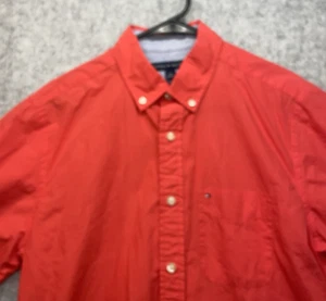Tommy Hilfiger Button Down Shirt Men's Small Salmon Solid Color 100% Cotton Soft - Picture 1 of 11