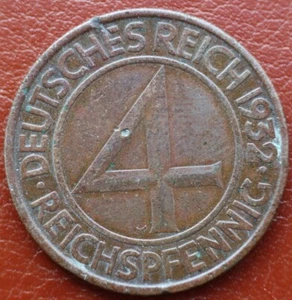 4 Reichspfennig 1932 A, KM# 75 - German / Weimar coin -"#R425" - Picture 1 of 3