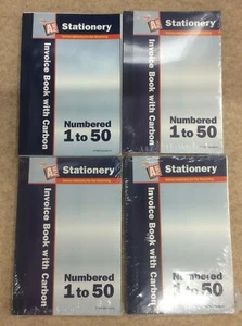 4x New Duplicate Invoice Books, Numbered 1-50, Office Tradesman Work Receipts - Picture 1 of 2