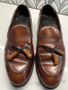Men's Vintage Footjoy Brown Leather Tassel Loafers - 9.5D - Picture 1 of 8