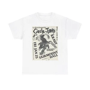 Vintage Punk Rock Show Flyer - Circle Jerks Unisex Heavy Cotton Tee - Picture 1 of 25