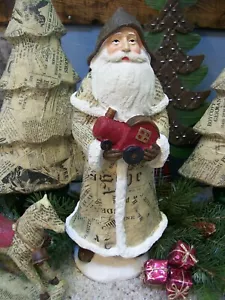 Neu im Karton 12 Zoll alte Welt Zeitungspapier Mache' SANTA Spielzeug Zug WEIHNACHTEN Figur Dekor - Bild 1 von 12
