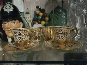 Le Tallec Demitasse Tassen Untertasse alt signiert Paris  - Bild 1 von 5