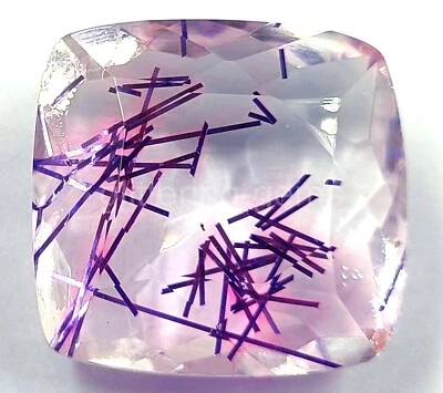 Purple Rutilated Quartz 76.20 Ct Cushion Cut IGL Transparent Loose Gemstone AJ21 - Image 1 of 4