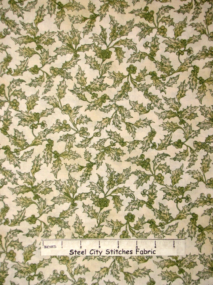 Tela de Navidad - Contorno de bayas de acebo verde RJR clásicos navideños - Patio Foto 1 de 1