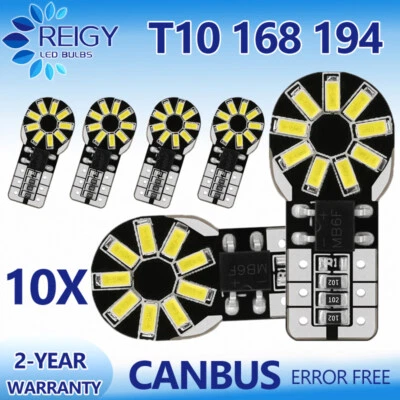 T10 LED License Plate Light Bulbs 6000K Super Bright White 168 2825 194 18SMD - Image 1 of 4