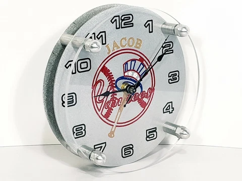 NY Yankees Aluminum Triple Layer Wall Clock Man Cave Inscribed Jacob Cover