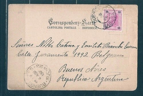 CROACIA AUSTRIA Sc 75 ON PPC precursor PMKD DUBROVNIK A ARGENTINA ARR FVF Foto 1 de 2