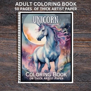 Unicorns - Spiral Bound Adult Coloring Book - Thick Artist Paper - 50 pages - Picture 1 of 3