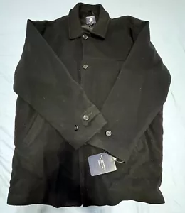 Roundtree & Yorke Men's Coat XL Black 100% Wool Lined Single Breasted Pea Coat - Picture 1 of 12