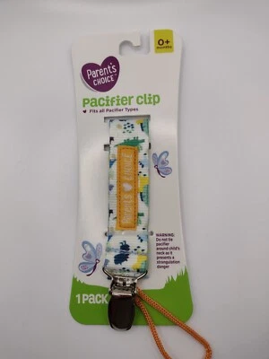 Parents Choice Landyard Pacifier/Nuk Holder/Clip Orange/Dinosours  Foto 1 de 2