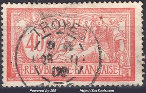 FRANCE TYPE MERSON 40c ROUGE SANS TEINTE DE FOND N° 119c AVEC OBLITERATION - Picture 1 of 2