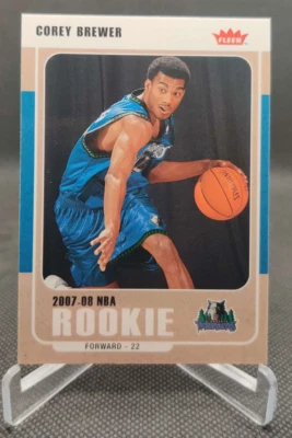 Tarjeta Fleer Glossy #204 2007-08 Corey Brewer radiocontrol novato Minnesota Timberwolves Foto 1 de 2