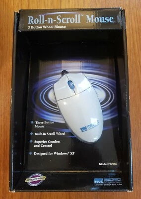 Micro Innovations PS/2 Roll-n-Scroll 3-Button Wheel Wired Mouse Model #PD96i New - Image 1 of 4