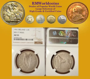 Ireland 1961 Mule Half Crown, Rare High Grade, NGC 55 PQ++, Low Pop Undergraded - Picture 1 of 2