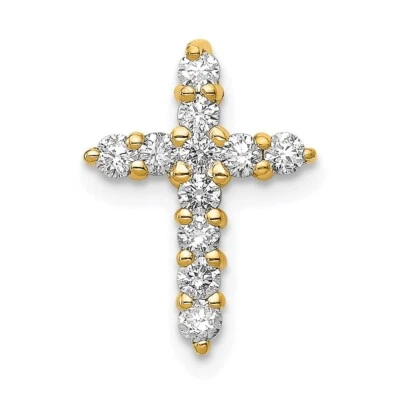 14k Yellow Gold Lab-Created Diamond SI1/SI2 GHI Cross Pendant 4950 - Image 1 of 4