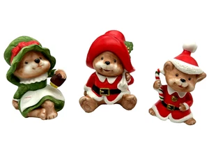 Vintage Homco 3 Little Bears Set Of 3 Christmas Porcelain Bear Figurines #5600 - Picture 1 of 13