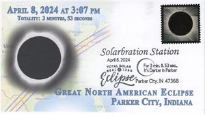 24-043, 2024, Total Eclipse 2024, Veranstaltungscover, bildhafter Poststempel, Parker City - Bild 1 von 1