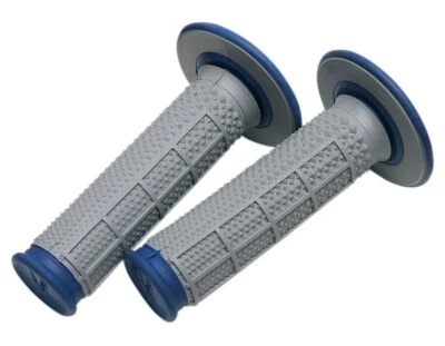 Punhos compostos duplos cônicos Renthal MX / Enduro diamante / waffle (CINZA / AZUL) - Imagem 1 de 3