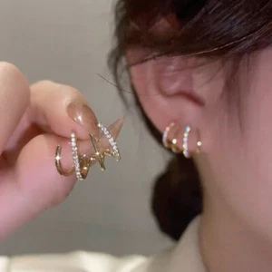 Elegant 18k Gold Stud Earrings Women Cubic Zirconia Wedding Engagement Jewelry - Picture 1 of 13