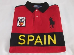 VTG Polo Ralph Lauren Big Pony "Spain" City Polo Rugby Shirt (Red | XXL) - Picture 1 of 23