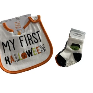 Carter's My First Halloween Baby Bib & 2 Pr Socks New - Picture 1 of 3