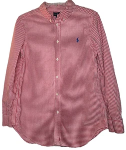 Polo Ralph Lauren Shirt Boy's Large (14-16) Red White Check Long Sleeve gingham - Picture 1 of 10