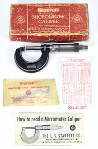 Vintage STARRETT Micrometer Caliper 230RL with Ratchet Stop, Box and Papers - Picture 1 of 11